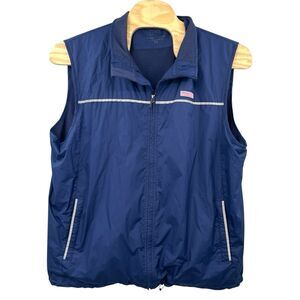 Vineyard Vines Reflective Golf Running Vest Fleece Lined Mens XL Blue Full Zip